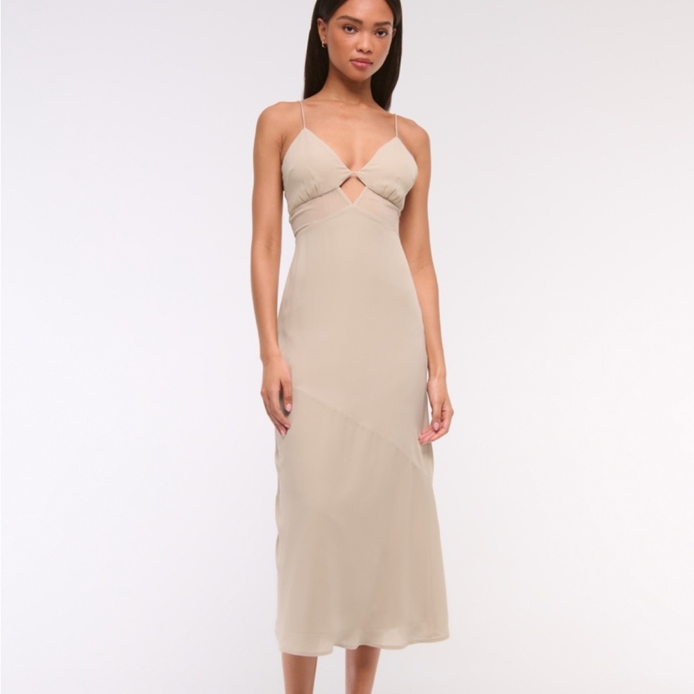 Abercrombie & Fitch Beige Midi Dress